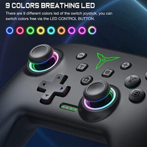 Switch Controller, Wireless Switch Controller Compatible with Switch Controller/Switch Lite/OLED, Wireless Switch Controllers Work with iOS/Android/PC with RGB Light, Programmable, TURBO & Wakeup