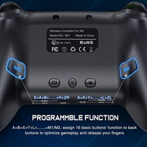 Switch Controller, Wireless Switch Controller Compatible with Switch Controller/Switch Lite/OLED, Wireless Switch Controllers Work with iOS/Android/PC with RGB Light, Programmable, TURBO & Wakeup