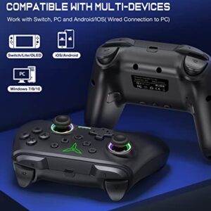 Switch Controller, Wireless Switch Controller Compatible with Switch Controller/Switch Lite/OLED, Wireless Switch Controllers Work with iOS/Android/PC with RGB Light, Programmable, TURBO & Wakeup