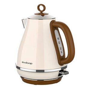 evoloop 1.7l electric kettles, bpa free tea kettle, hot water boiler heater, stainless steel teapot, auto shut-off & boil-dry protection, 120v/1500w