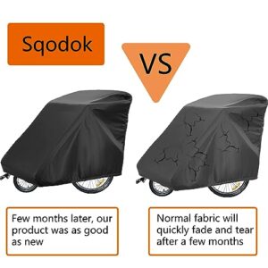 Sqodok Bicycle Trailer Cover, Waterproof Bike Trailer Storage Cover 420D Oxford Material with PU Coating, Kid's Pet Bike Trailer Cover Anti-UV, Windproof, Dustproof, 55x 33x 39 inch