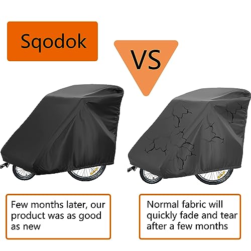 Sqodok Bicycle Trailer Cover, Waterproof Bike Trailer Storage Cover 420D Oxford Material with PU Coating, Kid's Pet Bike Trailer Cover Anti-UV, Windproof, Dustproof, 55x 33x 39 inch