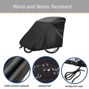 Sqodok Bicycle Trailer Cover, Waterproof Bike Trailer Storage Cover 420D Oxford Material with PU Coating, Kid's Pet Bike Trailer Cover Anti-UV, Windproof, Dustproof, 55x 33x 39 inch