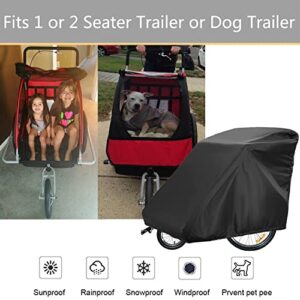 Sqodok Bicycle Trailer Cover, Waterproof Bike Trailer Storage Cover 420D Oxford Material with PU Coating, Kid's Pet Bike Trailer Cover Anti-UV, Windproof, Dustproof, 55x 33x 39 inch