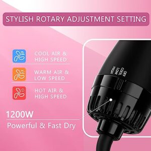 Dual Voltage Hair Dryer Brush Blow Dryer Brush in One for European Travel, 110V-120V/220V-240V Hot Air Brush and Styler Volumizer with Negative Ion Anti-frizz Ceramic Titanium Styling Brush