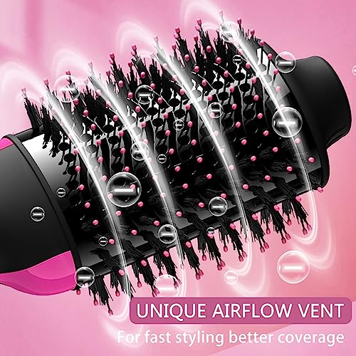 Dual Voltage Hair Dryer Brush Blow Dryer Brush in One for European Travel, 110V-120V/220V-240V Hot Air Brush and Styler Volumizer with Negative Ion Anti-frizz Ceramic Titanium Styling Brush