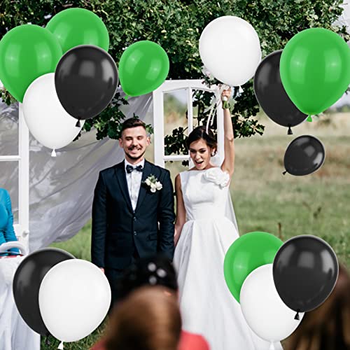 Black White Green Balloons, 60PCS Green Black Foootball Birthday Balloons, 12Inch Green White Latex Balloons Foootball Party Balloons for Boys Video Game Sprots Soccer Theme Party Baby Shower Supplies