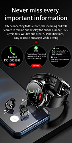 Alliget Smart Watch with Earbuds for Android iPhone, Fitness Tracker with Blood Oxygen Heart Rate Sleep Monitor, 2 in 1 Bluetooth Long Time Standby Sports Watch for Men Women