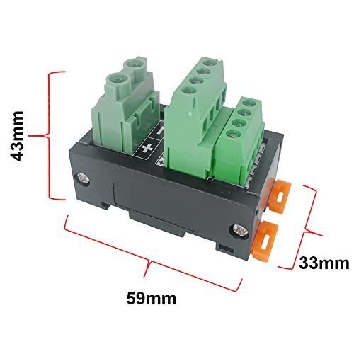 Jienk Screw Terminal Block Power Distribution Module, 30A DIN Rail Mounting Terminal Block Distribution Breakout Board for PLC Servo Power Amplifier (1 in 4 Out)