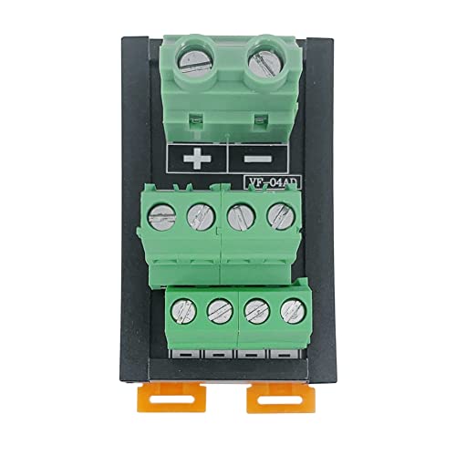 Jienk Screw Terminal Block Power Distribution Module, 30A DIN Rail Mounting Terminal Block Distribution Breakout Board for PLC Servo Power Amplifier (1 in 4 Out)