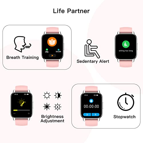 Popglory Smart Watch Call Receive/Dial, 1.85'' Smartwatch with AI Voice Control, Blood Pressure/SpO2/Heart Rate Monitor, Fitness Tracker Watch with 2 Straps for Men & Women iOS & Android Phones