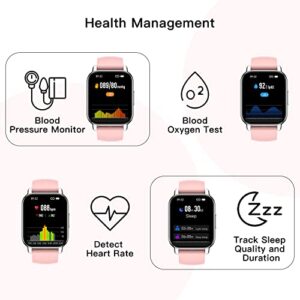 Popglory Smart Watch Call Receive/Dial, 1.85'' Smartwatch with AI Voice Control, Blood Pressure/SpO2/Heart Rate Monitor, Fitness Tracker Watch with 2 Straps for Men & Women iOS & Android Phones