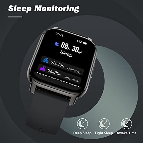 SZHELEJIAM Smart Watch Make/Answer Calls,1.85" Smart Watch for Android iOS,IPX8 Waterproof Fitness Tracker with Heart Rate,Sleep,Calorie,Step,24 Sports Modes,Fitness Watches for Women(Black+Blue)