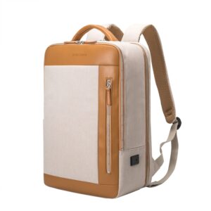 nobleman business smart backpack waterproof laptop backpack travel durable daypack (beige)