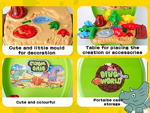 Crelloci Dinosaur Clay Toys, 26 PCS Dino Theme Color Tools and Molds Accessories for Boys Girls Christmas Halloween Party Gift