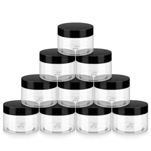 bonytek household 4oz plastic jars with lids, 10 pack bpa free, reusable, refillable transparent cosmetic containers for bath salts, cosmetics, powders, beauty product and small accessories