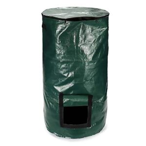 compost bins outdoor, garden compost bag, reusable garden yard waste bag, collapsible leaf lawn bags, 34 gallon (black 1 pack) (green)