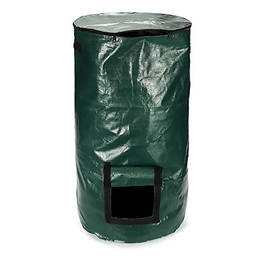 Compost Bins Outdoor, Garden Compost Bag, Reusable Garden Yard Waste Bag, Collapsible Leaf Lawn Bags, 34 Gallon (Black 1 Pack) (Green)