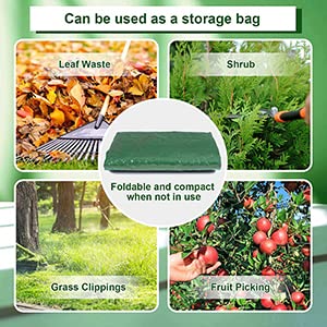 Compost Bins Outdoor, Garden Compost Bag, Reusable Garden Yard Waste Bag, Collapsible Leaf Lawn Bags, 34 Gallon (Black 1 Pack) (Green)