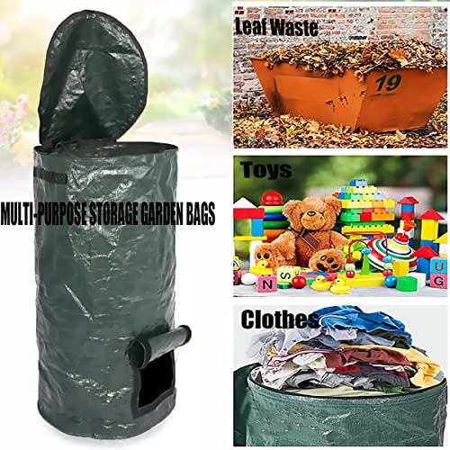 Compost Bins Outdoor, Garden Compost Bag, Reusable Garden Yard Waste Bag, Collapsible Leaf Lawn Bags, 34 Gallon (Black 1 Pack) (Green)