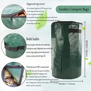 Compost Bins Outdoor, Garden Compost Bag, Reusable Garden Yard Waste Bag, Collapsible Leaf Lawn Bags, 34 Gallon (Black 1 Pack) (Green)
