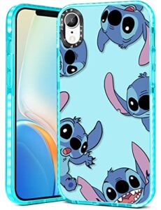jowhep stitc for iphone xr case cute cartoon character girly for girls kids teens phone cases cover fun unique kawaii cool shockproof soft tpu bumper protective case for iphone xr 6.1 inches