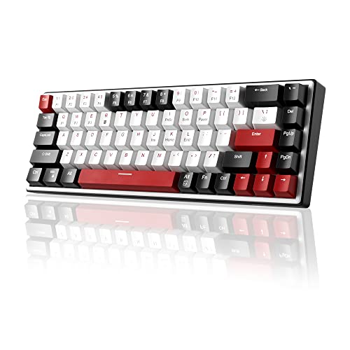 MageGee 60% Wireless Mechanical Gaming Keyboard, 68 Keys Hot-Swappable Compact RGB Backlit Gaming Keyboard, SKY68 Plus Wired/Wireless 3-Mode Office Keyboard for Laptop PC (Red Switch, Black & White)