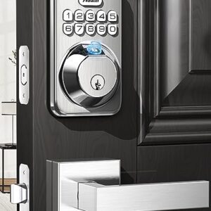 Zowill Fingerprint Door Lock, Keypad Door Lock with 2 Handles, Keyless Entry, Auto Lock, Anti-Peeping Password, Electronic Smart Deadbolt, Front Door Handle Sets for Homes, Apartments, Easy to Install