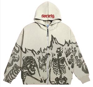 2023 punk jackets streetwear goth oversized zip up hoodie men women rhinestone y2k spider skeleton hoodies x-large