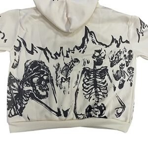 2023 Punk Jackets Streetwear Goth Oversized Zip Up Hoodie Men Women Rhinestone Y2K Spider Skeleton Hoodies X-Large