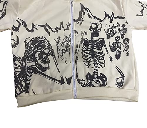 2023 Punk Jackets Streetwear Goth Oversized Zip Up Hoodie Men Women Rhinestone Y2K Spider Skeleton Hoodies X-Large