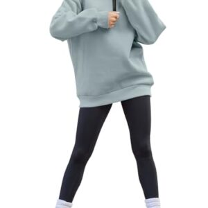 Trendy Queen Womens Oversized Half Zip Pullover Long Sleeve Sweatshirts Quarter Zip Hoodies Sweaters Teen Girls Fall Y2K Clothes Lightgreen