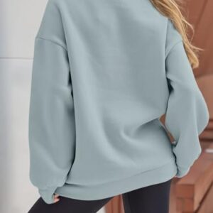 Trendy Queen Womens Oversized Half Zip Pullover Long Sleeve Sweatshirts Quarter Zip Hoodies Sweaters Teen Girls Fall Y2K Clothes Lightgreen