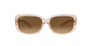 ray-ban women's rb4389 square sunglasses, transparent brown/brown gradient polarized, 55 mm