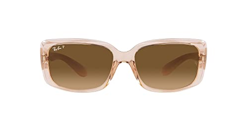 Ray-Ban Women's RB4389 Square Sunglasses, Transparent Brown/Brown Gradient Polarized, 55 mm