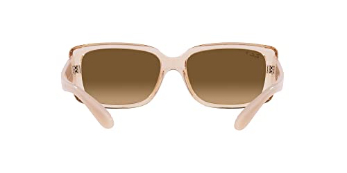 Ray-Ban Women's RB4389 Square Sunglasses, Transparent Brown/Brown Gradient Polarized, 55 mm