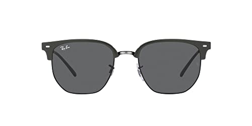 Ray-Ban RB4416 New Clubmaster Square Sunglasses, Green on Black/Dark Grey, 53 mm