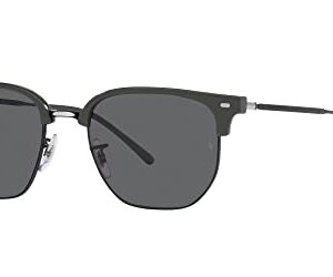 Ray-Ban RB4416 New Clubmaster Square Sunglasses, Green on Black/Dark Grey, 53 mm