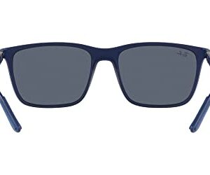 Ray-Ban RB4385 Liteforce Rectangular Sunglasses, Matte Blue/Dark Grey, 58 mm