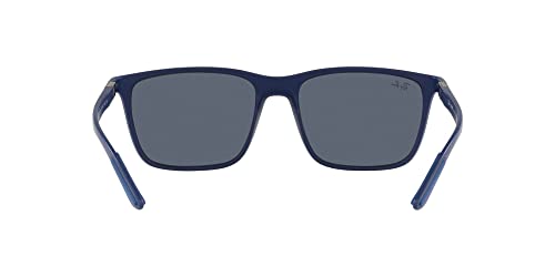 Ray-Ban RB4385 Liteforce Rectangular Sunglasses, Matte Blue/Dark Grey, 58 mm