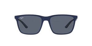 ray-ban rb4385 liteforce rectangular sunglasses, matte blue/dark grey, 58 mm