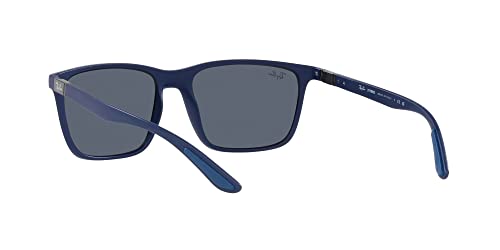 Ray-Ban RB4385 Liteforce Rectangular Sunglasses, Matte Blue/Dark Grey, 58 mm