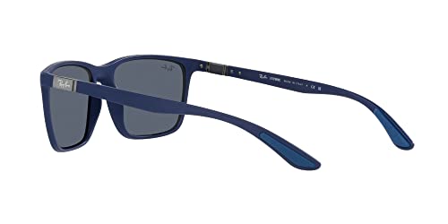 Ray-Ban RB4385 Liteforce Rectangular Sunglasses, Matte Blue/Dark Grey, 58 mm