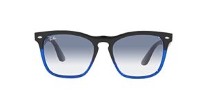 ray-ban rb4487 steve square sunglasses, black on transparent blue/clear gradient light blue, 54 mm
