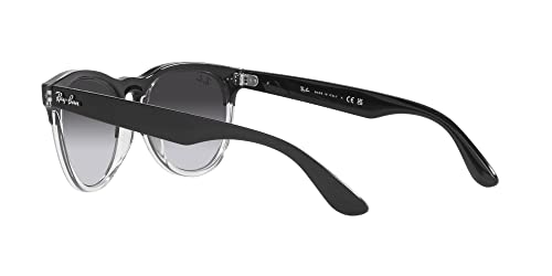 Ray-Ban RB4471 Iris Round Sunglasses, Black on Transparent/Grey Gradient Blue, 54 mm