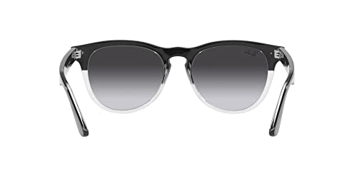 Ray-Ban RB4471 Iris Round Sunglasses, Black on Transparent/Grey Gradient Blue, 54 mm