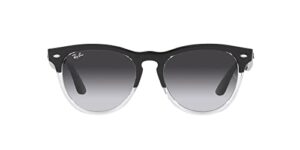 ray-ban rb4471 iris round sunglasses, black on transparent/grey gradient blue, 54 mm