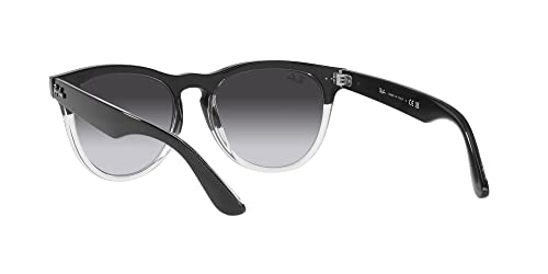 Ray-Ban RB4471 Iris Round Sunglasses, Black on Transparent/Grey Gradient Blue, 54 mm