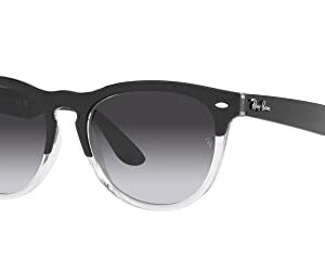 Ray-Ban RB4471 Iris Round Sunglasses, Black on Transparent/Grey Gradient Blue, 54 mm