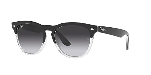 Ray-Ban RB4471 Iris Round Sunglasses, Black on Transparent/Grey Gradient Blue, 54 mm